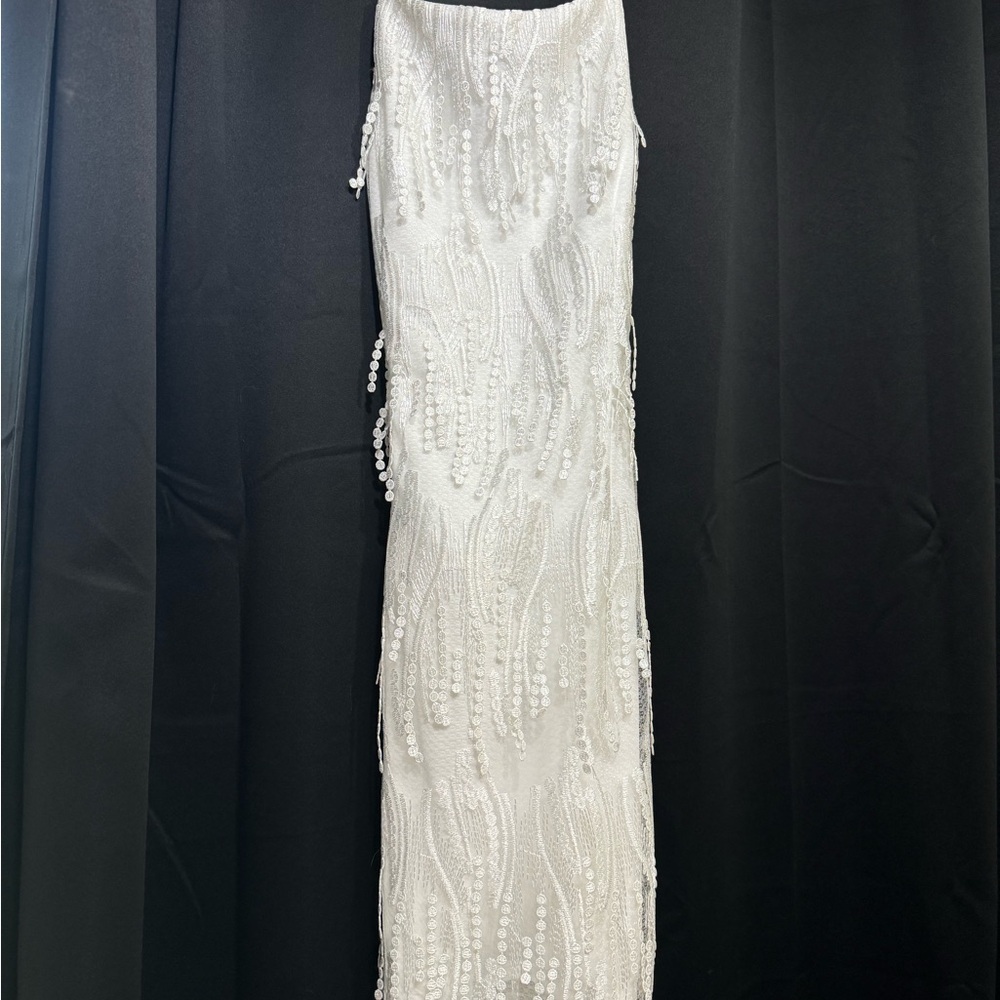 Lulu’s Making Magic White Fringe Lace-Up Mini Homecoming Dress